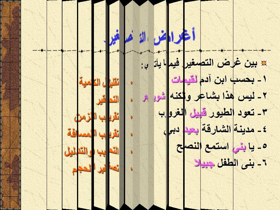 التصغير في اللغة العربية - الكلمات مصغرة في اللغة العربية 919 1