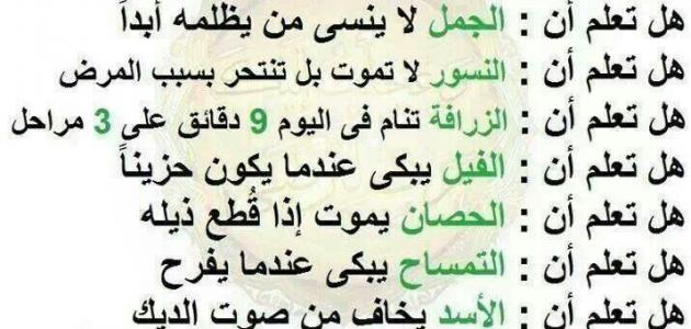 معلومة مفيدة وقصيرة , هل تعلم اشياء لم تعرفها من قبل